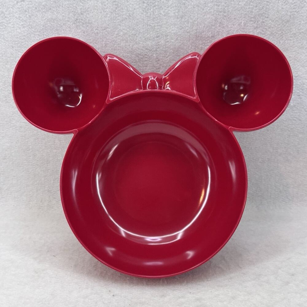 12” Minnie Mouse Shaped 3 Compartment Serving Bowl Red Melamine